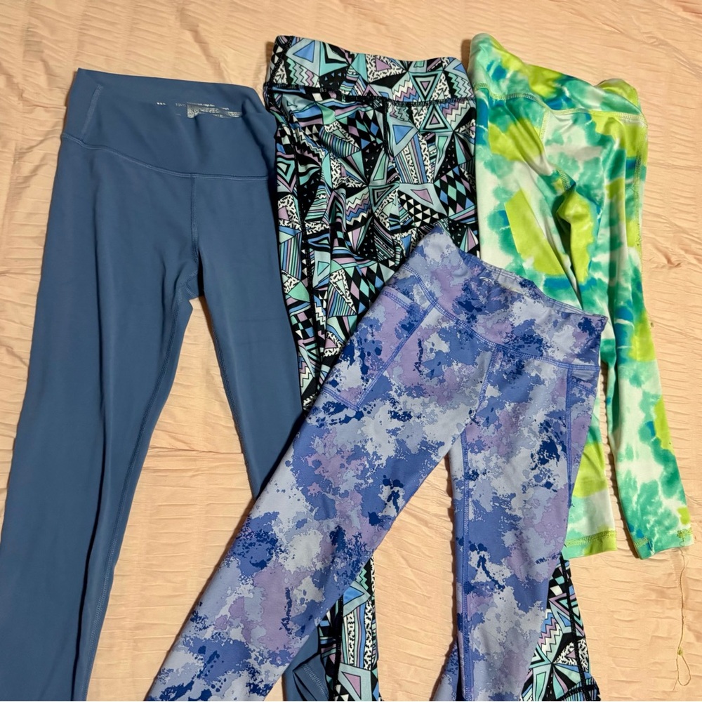 Athletic Works Kids Leggings - Blue, Black Pattern, Green Tie-Dye, Purple Camo